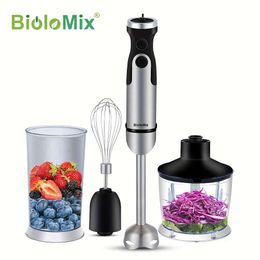 800ml 600ml Biolomix 1000w 5-in-1 handblender - Staafmixer met vleesmolen, groentehakmolen, garde en smoothiebeker