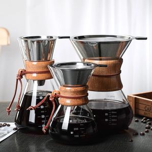Bouilloire à café en verre de 800ML, cafetière française avec filtre en acier inoxydable, poignée réutilisable, verser sur une tasse à café, filtre, café 240111