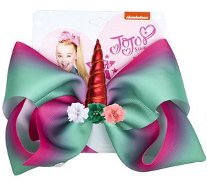 8039039 JoJo Hair Bow Large Pargin Unicorn Cheer Bows Glitter Bands For Girls Boutique Pompom Hair Clip Hair Access9586520