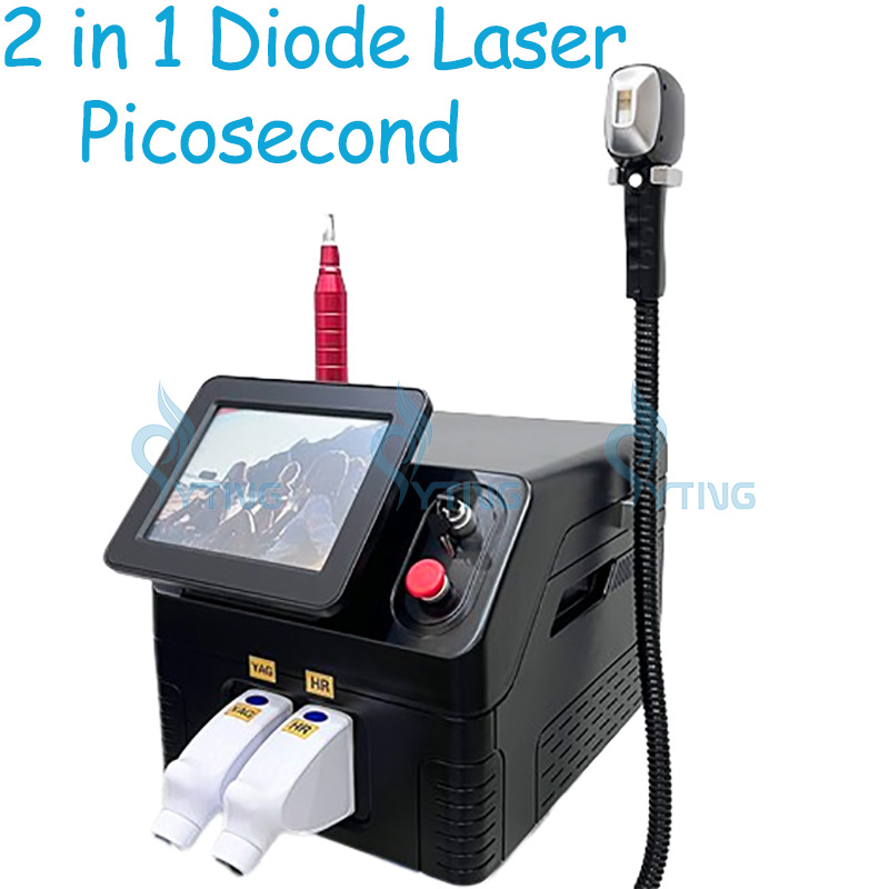 808nm Diode Laser Hårborttagning Skinföryngring 2 i 1 Pico Second Pigmentering Freckle Treating Tattoo Borttagning Maskin