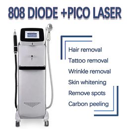 Machine d'épilation au laser à diode 808nm 2 en 1 Dispositif de retrait de tatouage au laser picoseconde Élimination des pigments Peeling au carbone Blanchiment de la peau