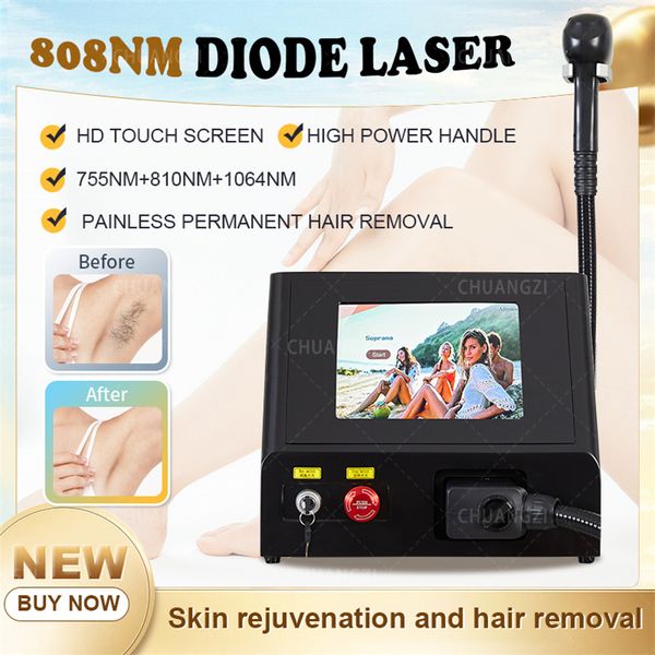 808nm Diode Laser ICE Platinum Diode Laser Hair Removal Machine 755 808 1064nm hair remove laser remove hair Triple Wavelength - Efficace pour Salon et Usage domestique