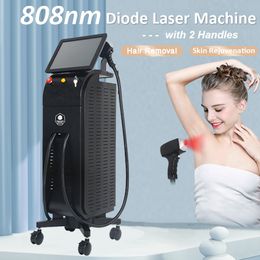 808 Nm Diode Laser Épilation de cheveux Céche à la peau Retournage de la peau Machine de blanchiment Système de refroidissement Laser Skin Deep Care DePilator Depilator Beauty Equipment avec 2 poignées