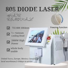 808nm Portable Diode Laser Hair Removal Machine 2000W 3Wavelengths 755 808 1064nm Prix de gros permanent indolore