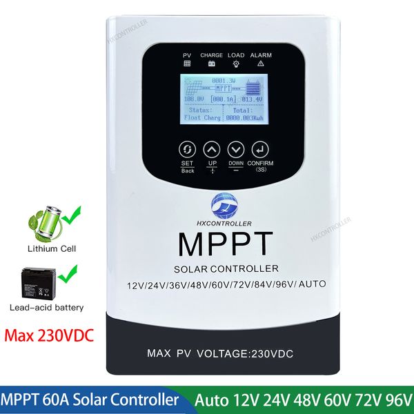 80A 60A 50A 40A 30A MPPT Contrôleur de charge solaire 230VDC Auto 12V 24V 48V 60V 72V 84V 96V Panneau solaire PV Regualtor pour Lifepo4 Lithium GEL batterie au plomb navire de l'UE