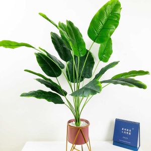 80 cm 18 têtes grand bananier artificiel faux plantes tropicales feuilles de palmier en plastique Monstera feuillage pour mariage décoration de la maison 210624