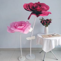 Rose artificielle géante de 80cm, avec tige de fleur, fleurs en mousse, pour fond de mariage, décoration murale de scène et de centre commercial, 240309