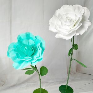 Rose artificielle géante de 80cm, avec tige de fleur, fleurs en mousse, décoration murale de fond de mariage, scène d'hôtel, centre commercial