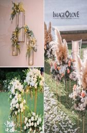 80 cm hoge bloemenvaas gouden kolom metalen standaard weg lood bruiloft middelpunt bloemenrek voor evenement feestdecoratie3481969