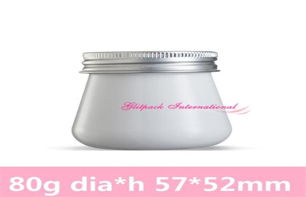 80g Jar de plástico PET adorable 80ml Jar de envasado cosmético de color blanco con recipiente de crema de matorral de aluminio para el cuerpo para el cuerpo3595213