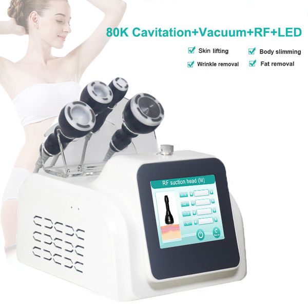 Cavitation RF Face Machine Machines mincelles à vide 80K Lipolyse Lipolyse Liposuction Réduction Radio Fréquence Dispositif 4 Gireaux
