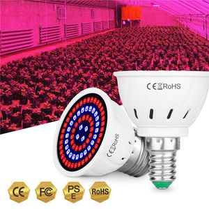 80LED E27 LED Grow Lights E14 Full Spectrum Bulb GU5.3 Plant Growth Light 220 V GU10 PHYTO Lamp MR16 B22 Greenhouse 2835