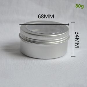 80 ml/2,7 oz lege aluminium tin pot met helder raam deksel ronde sporen kaarskokje gezicht crème blikjes container joodse opslagpot