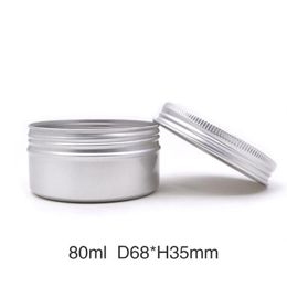 80 ml aluminium potten metalen containers crème lip glanst kaars universele verpakking kan schroefdop lichtgewicht ronde 50pcs / lot