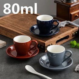 80 ml tasse à café en céramique et soucoupe tasses à expresso porcelaine après-midi tasse à thé petit déjeuner tasse à lait tasses de poterie mignonnes en gros 240102