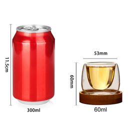 Copa de té transparente de doble diseño de 80 ml con bandeja de bambú con tazas de vidrio pequeñas resistentes al calor para tomar un café con perfume de café Café