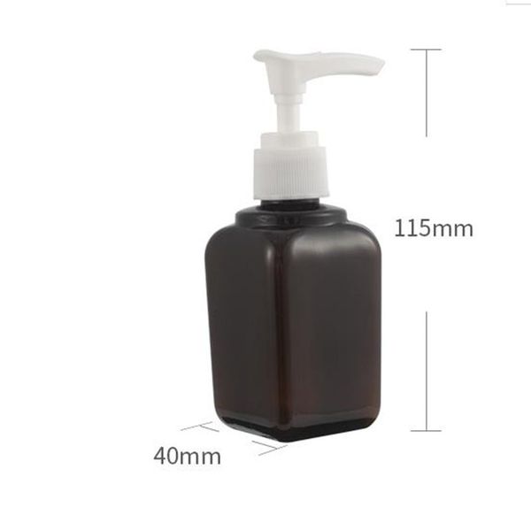 Bouteilles en plastique carrées brunes vides de 80 ml avec bouteille en PET d'emballage cosmétique de pompe 80G, contenants de crème de lotion de soin de la peau F808