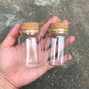 80 ml glazen flessen met kurk kleine transparante mini lege glazen flesjes potten container helder voedsel botlles eco-vriendelijke 12pcs / lot 210331