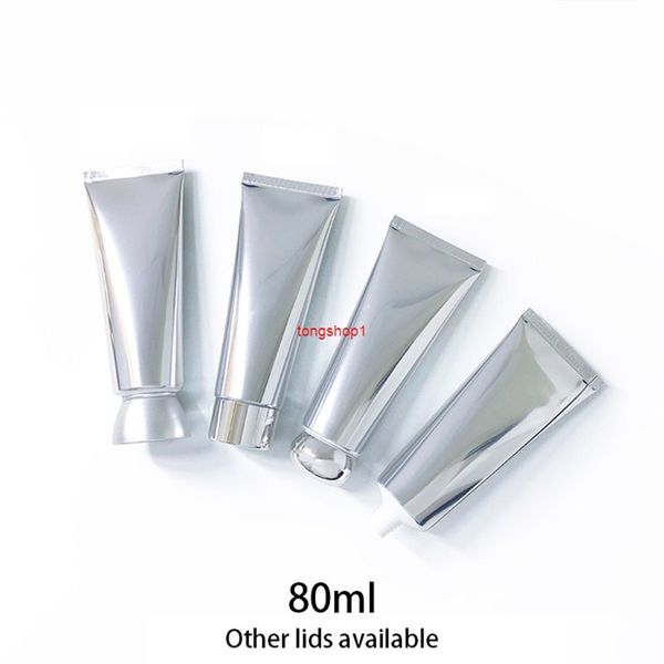 Bouteille à presser en plastique et aluminium argenté de 80 ml, récipient cosmétique vide de 80g, crème nettoyante pour le visage, emballage de lotion pour le corps, tube souple, livraison gratuite