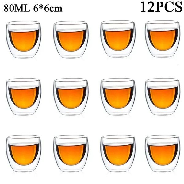 80 ml150 ml 218pcs Verre double en verre kung fu tasse de thé à café transparent