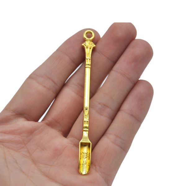 80mm Cuillère En Alliage Petite Pelle À Fumée Avec Anneau Cuillère À Médecine Remuer Dans Le Café Ou Le Thé Renifleur Mini Roman En Métal Pelle À Fumée Accessoires Pour Fumer