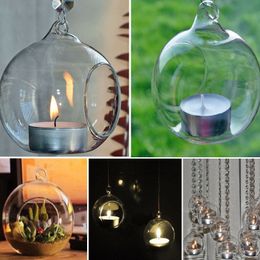 80 mm Romantische hangende thealight -houder Glass Globes Terrarium bruiloft Kandelaar Candlestick Vase Home Hotel Bar Decoratie
