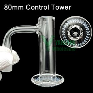 80 mm hoge XXL Quartz Blender Control Tower Banger met bladgegraveerde schotel 10 mm 14 mm mannelijk 90 graden volledige las Lange Terp Blender Dab Nail YAREONE groothandel