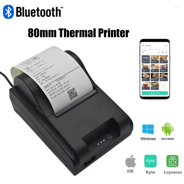 Impresora de recibo térmico de 80 mm para factura de impresión de cajero compatible con Android y Windows Bluetooth