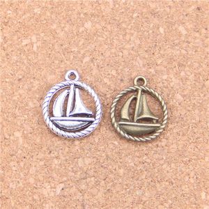 80 stks Antiek Zilver Brons Plated Sailing Ship Charms Hanger DIY Ketting Armband Bangle Bevindingen 16mm