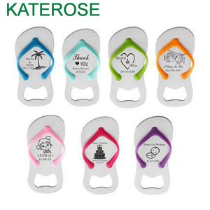 80pcs Faveurs de mariage personnalisés Faveurs de bière Impression logo FLIP Flop Openeurs d'embouteillage Bar Giveaways pour invité