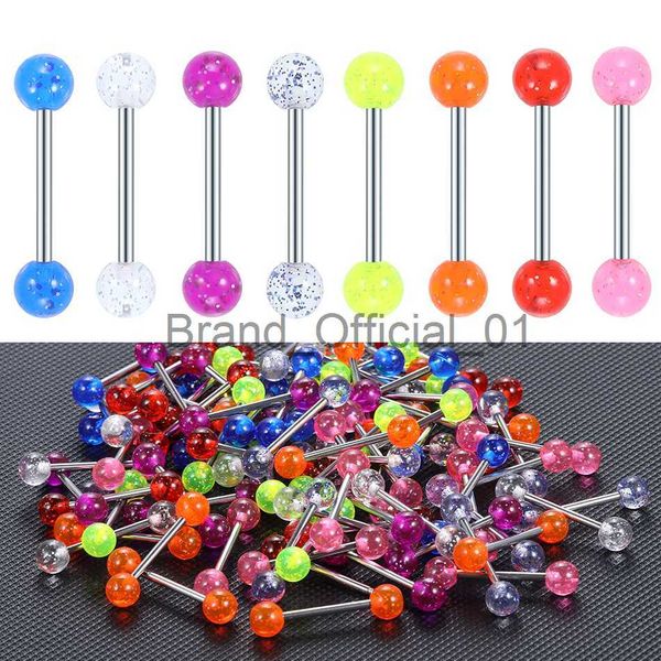 80 unids/lote acero quirúrgico brillo lengua Piercing bola Barbell lengua anillo cuerpo oreja Studs Piercing joyería mujeres hombres Piercing x0808