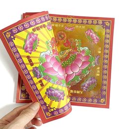 80 pièces Lotus or double face papier d'encens chinois Joss-ancêtre argent-Joss papier bonne chance bénir la progéniture fournitures sacrificielles224u