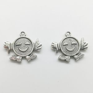 80 Uds. Robot colgantes de plata antigua joyería DIY collar pulsera pendientes accesorios 23x19mm entrega de generación personalizada