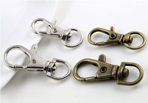 80 pièces argent bronze plaqué métal pivotant mousqueton fermoir Clips porte-clés porte-clés fendu porte-clés résultats fermoirs faisant 30mm