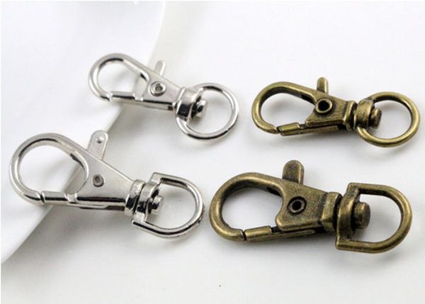 80pcs argent en bronze plaqué métal pivotant bouffes de homard pivotantes Clips de touche Keychain Split Key Ring Rindings Clasps Faire 30mm8583456