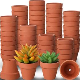 80pcs petit mini 1.3 Pot en terre cuite argile en céramique poterie planteur cactus fleur crèche en terre cuite pots avec trou de drainage 240419