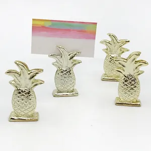 80 pcs tropisch thema bruiloft gunsten gouden ananasplaats kaarthouders zomer feest decoratieven ananas ananas naam foto houders