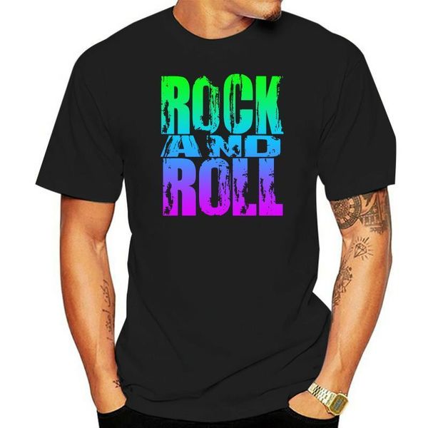 Camiseta de rock and roll de los años 80 con colores de neón brillantes Vestido de primavera y verano para hombre Casual de manga corta 220608