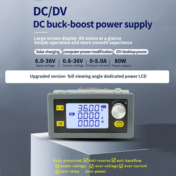 80W / 35W DC DC Buck Boost Converter CC CV 6-36V 5A / 5-30V Module solaire module réglementé en laboratoire Alimentation en laboratoire réglementée