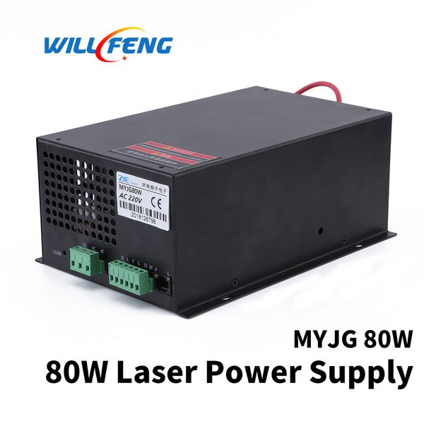 Will Fan – alimentation Laser Co2 MYJG80W, avec boîte en métal noir, pour Machine de découpe et gravure et Tube de verre