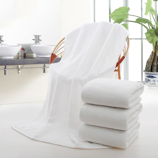 Toalla de baño grande blanca de 80x160cm, toalla de algodón grueso, toalla de baño muy absorbente, adecuada para piscina, hoteles familiares