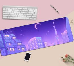 Alfombrilla de escritorio de 80x30 cm, alfombrilla para ratón de escritorio con paisaje, casa, nube, cielo, alfombrilla para ratón grande, alfombrilla para teclado, alfombrilla para ratón rosa, alfombrillas para ratón para juegos púrpuras y01910676