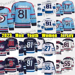 #81 Kyle Connor Reverse Retro hockeytrui #17 Adam Lowry Nikolaj Ehlers Mark Scheifele Nate Schmidt Josh Morrissey Alex Iafallo Mason Appl