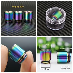 810 Drip Tips Regenboog Kleur RVS SS Drip Tip voor 810 Draad Brede Boring Mondstuk TFV8 Prince Tank Verstuiver Lamp Glas