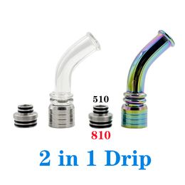 Embout buccal Long en verre 810 2 en 1, adaptateur de filetage 810510, vis, accessoires pour fumer, en acier inoxydable pour Mesh PRO RDA TFV16