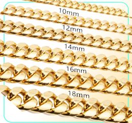 81012141618mm 1830 inches Miami Cuban Link Gold Chain Hip Hop Sieraden Dikke roestvrijstalen ketting5130285