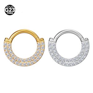 810mm G23 haute qualité Zircon pierre Segment anneaux ouvert petit Septum Piercing nez boucles d'oreilles corps Piercing 16G 240321