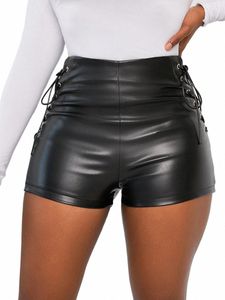 811 # Nieuwe Sexy Zomer en Herfst Stretch Plus Size Strakke Zwarte Kunstleer Shorts Casual Shorts Leren Broek voor Vrouwen j28F #