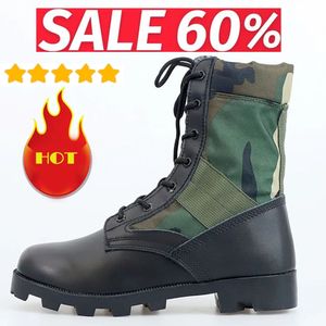 812 Botas tácticas Men Militares Entrenamiento de zapatos de ejército de alto contenido de alto contenido de alto contenido de choque al aire libre Botas de senderismo de cintura alta con suela dura 231018 A