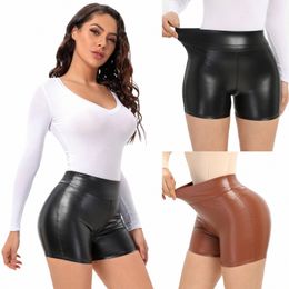 815 # nouveau Sexy été et automne Stretch grande taille serré noir Faux cuir Shorts décontracté pantalons en cuir pour les femmes q132 #